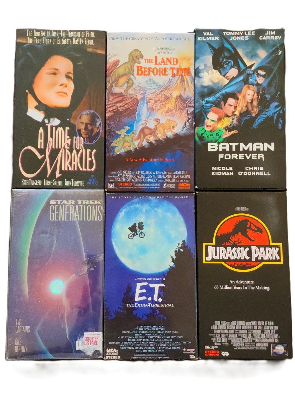 Lot of 6 VHS 80s/90s Movies: ET, Jurassic Park, Star Trek, Batman, Land Before